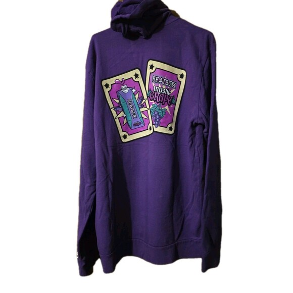 NWOT BeatBox Hoodie Pullover 2XL Neon Graphic Back Logo Party Grape Purple Rare - Picture 2 of 5